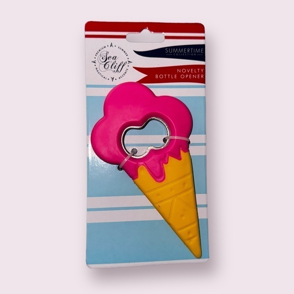 Ice Cream Bottle Opener Novelty Bar Tool Pink Yellow Sea Cliff NWT
